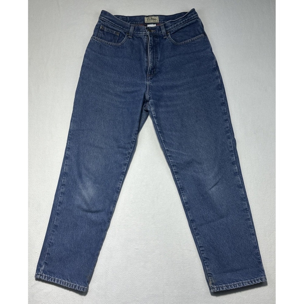 L.L. Bean Flannel Lined Jeans Women's 12 Relaxed Fit Medium Wash 2016 Classic